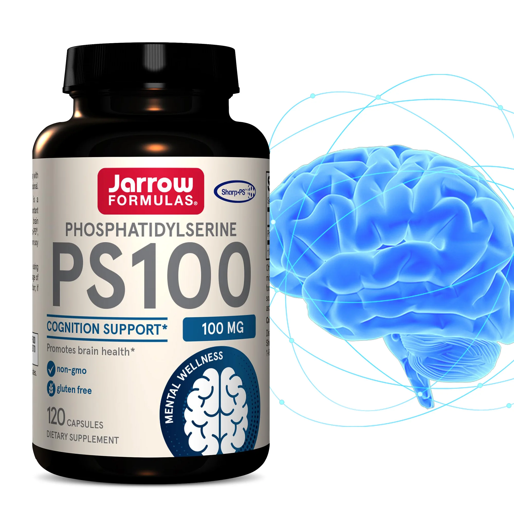 PS100 Phosphatidylserine 100mg - Promotes Brain Health and Cognitive Function, Maintains Mental Clarity and Enhances Memory