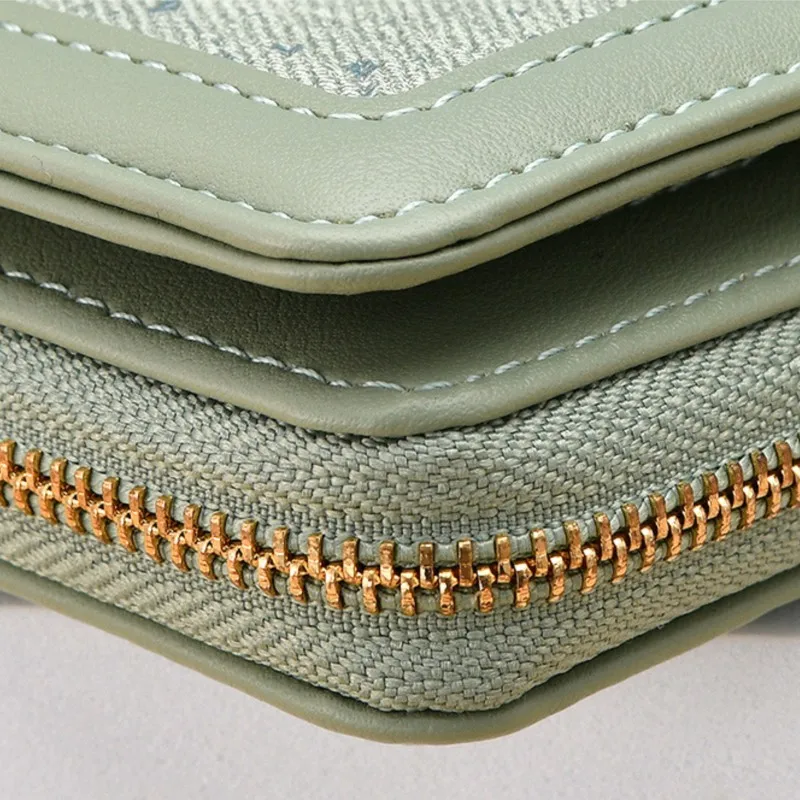 Dompet Mewah Desainer Kelas Atas Untuk Wanita Bahan Kulit PU Dengan Ritsleting Tempat Kartu Lipat Dompet Koin Wanita Carteras Monederos De Mujer