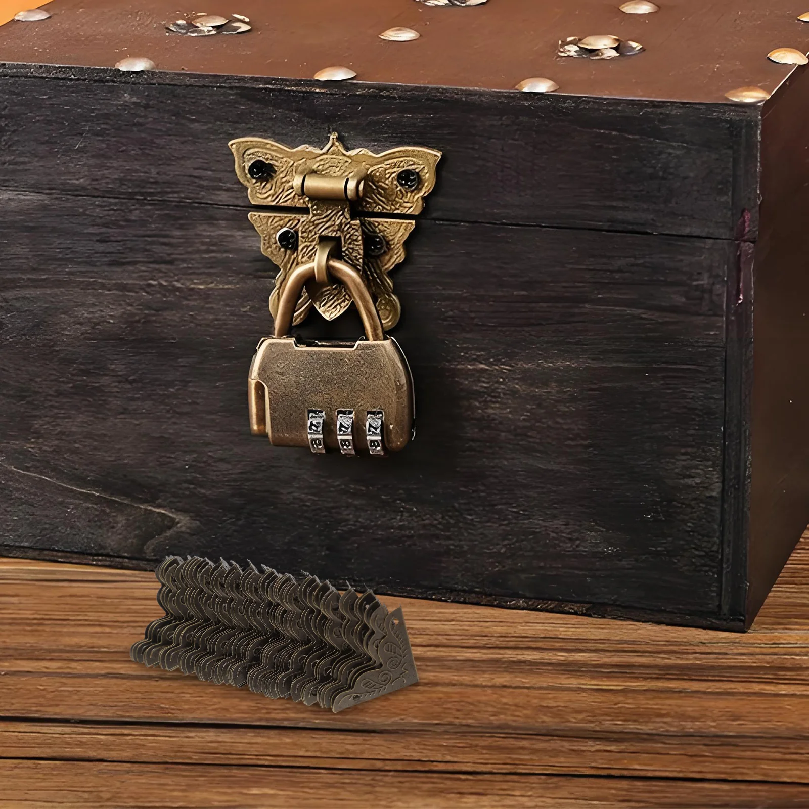 

48Pcs Corner Guards Metal Box Edge Protectors for Furniture Vintage Wooden Chest Decoration Safety Caps