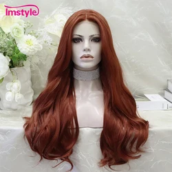 Imstyle Synthetic Lace Front Wig Ginger Lace Wigs For Women Cosplay Red Copper Long Natural Wavy Wig Heat Resistsant Fiber