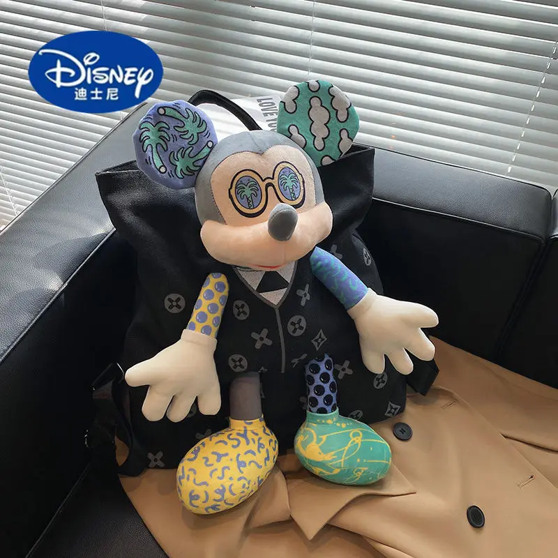 حقيبة ظهر ديزني ميكي ماوس من القماش 2025 |   حقيبة كتب لطيفة لمدرسة الكلية، حقيبة نهارية عصرية للنساء