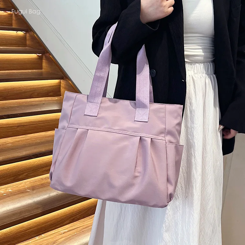 Women's Handbag Underarm Tote Shoulder Bag Versatile Large Capacity Minimalist High-end Fashion Solid Color Canvas Casual