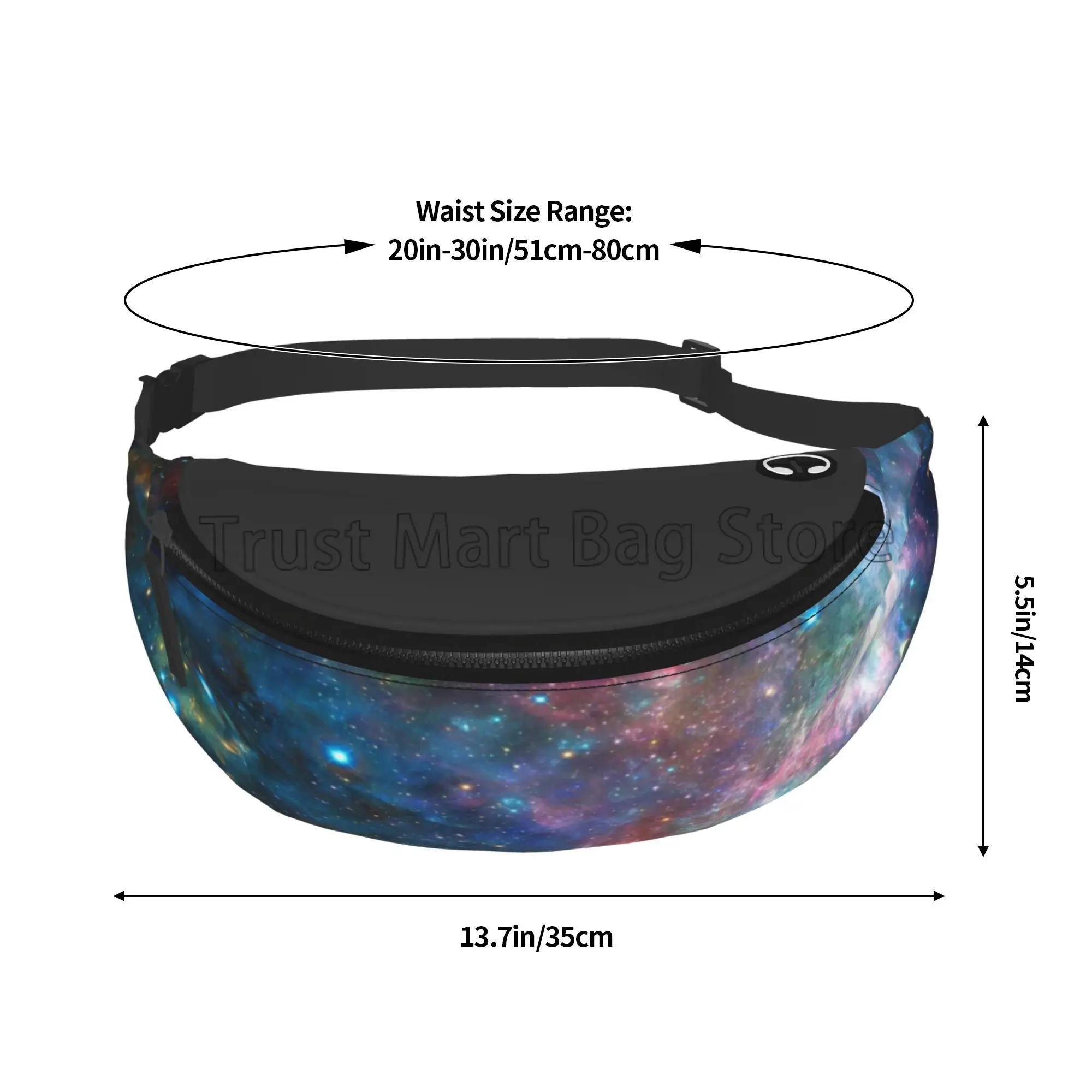 Blue Pink Galaxy and Nebula Casual Fanny Waist Pack for Men Women Adjustable Belt Waist Bag for Traveling Hiking Cycling Running