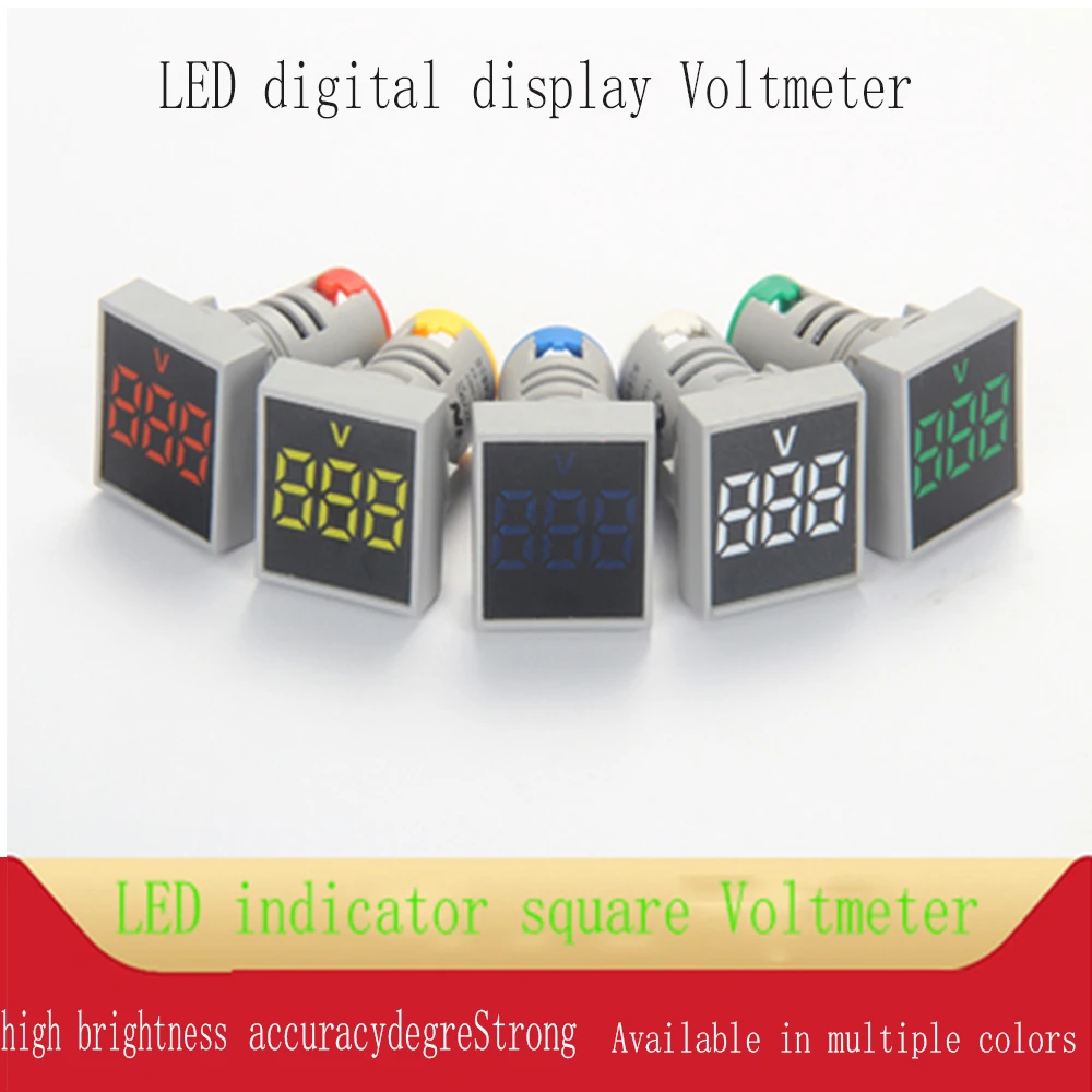 1PCS AD101-22VMS Crystal Film Digital Display AC Voltage Meter Ammeter Indicator Light Square Signal Lamp Aperture AD16-22VMS