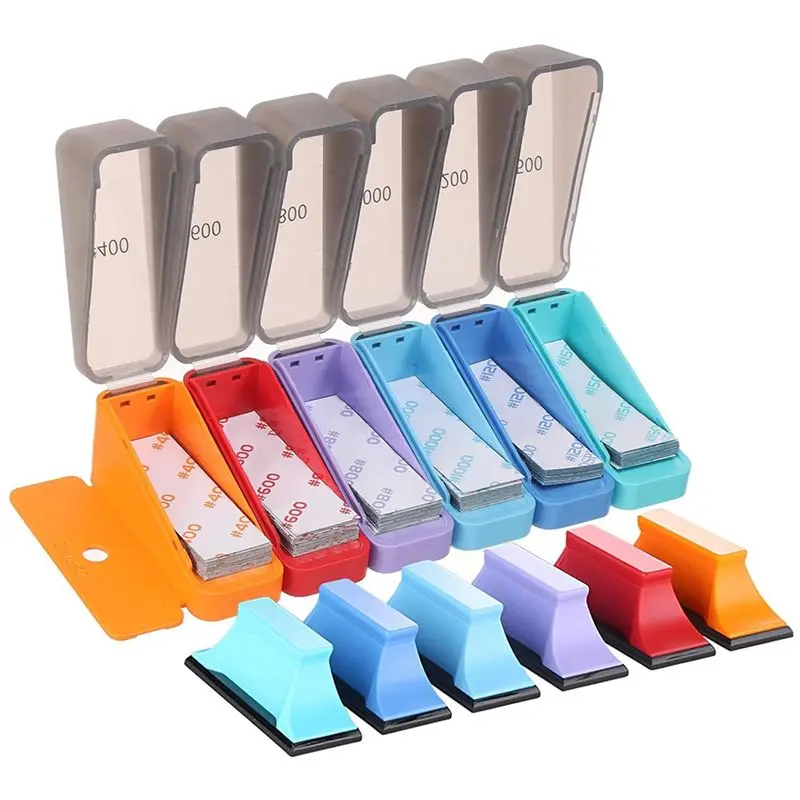 

AT51-120Pcs Micro Detail Sander Kit, 3"X 1" Mini Hand Sanding Block 400-1500 Grit Sandpaper With 6 Sanding Block