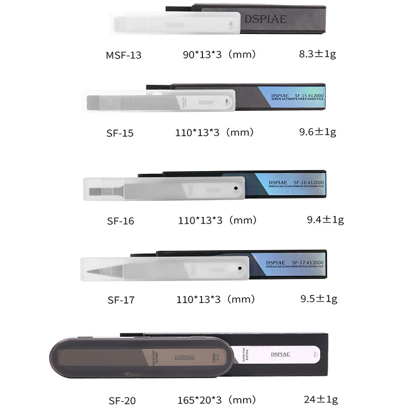 DSPIAE MSF-13 SF-15 SF-16 SF-17 SF-20 Abrasive Block Leviathan Ultimate Hobby FiLe Ceramic File Polishing Tools 5pcs/set