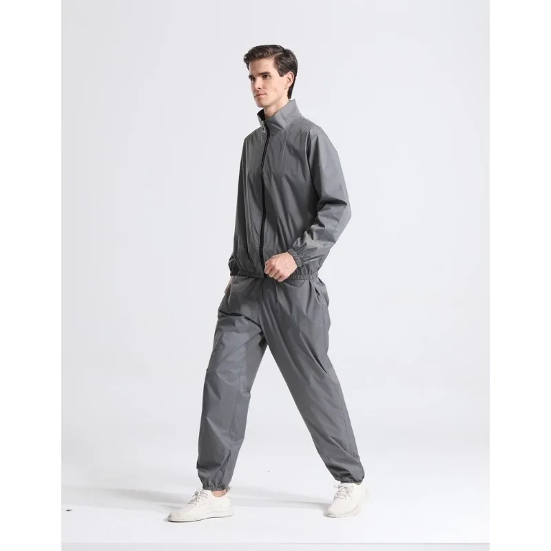 Pantalon de sudation pour homme en tissu argenté, taille élastique, avec poches, pour le fitness, la course à pied et la perte de poids