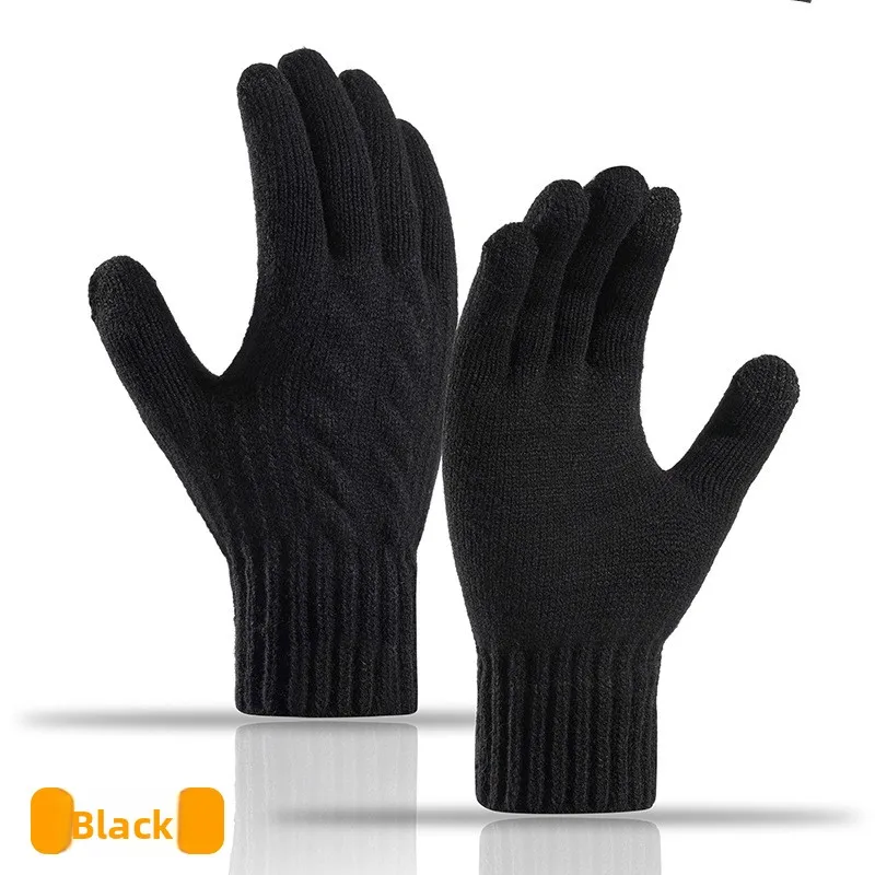 New Autumn and Winter Knitted Gloves Large-sized Men's Cold-proof and Warm Gloves and Large-sized Women's Touch-screen Gloves