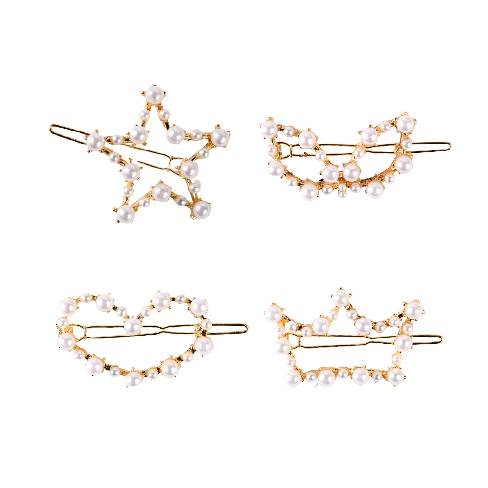 

4 Pcs Durable Alloy Geometric Geometric Barrette Accessories Design Girls Headdress Hair Accessories Hair Clips Gift