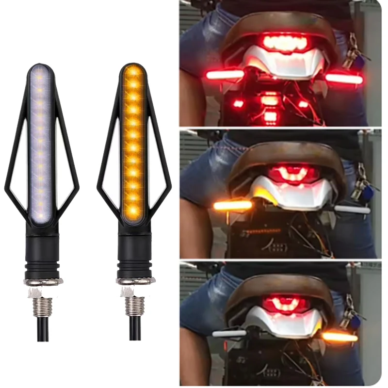 Motorcycle Modification 24LED Dual Color White Light Red Light Flowing Water Turn Signal Lamp Brake Motorcycle Turn Signal Light