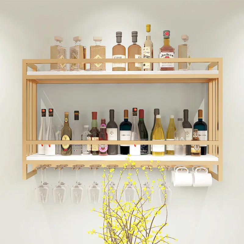 Hot-selling iron wine rack, wall-mounted wine cabinet storage rack, creative wall wine display rack