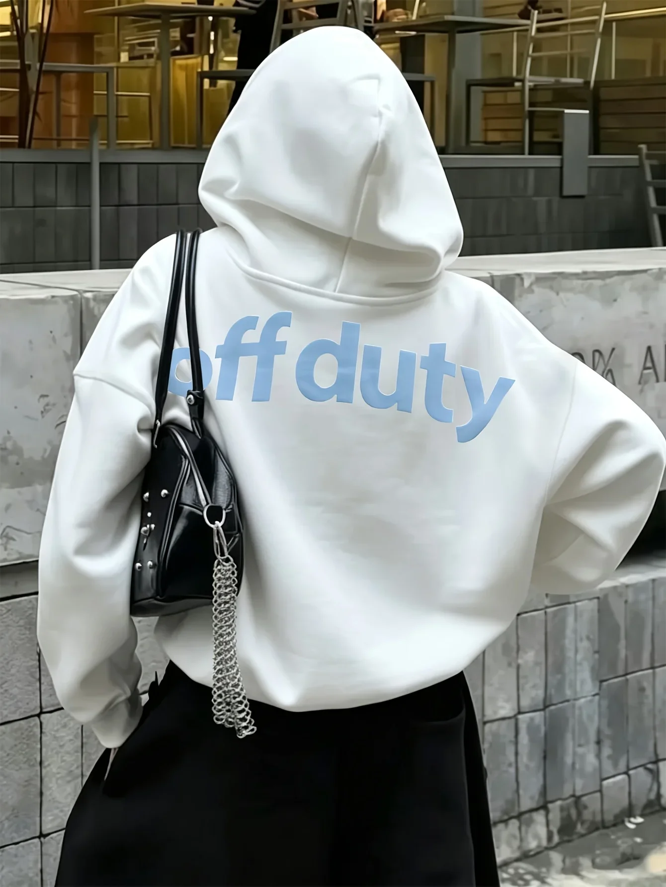 Unisex Off Duty Sports Hoodie Bold Letter Slogan Print Wine Red Oversized Pullover Streetwear Sweatshirt Spring Autumn