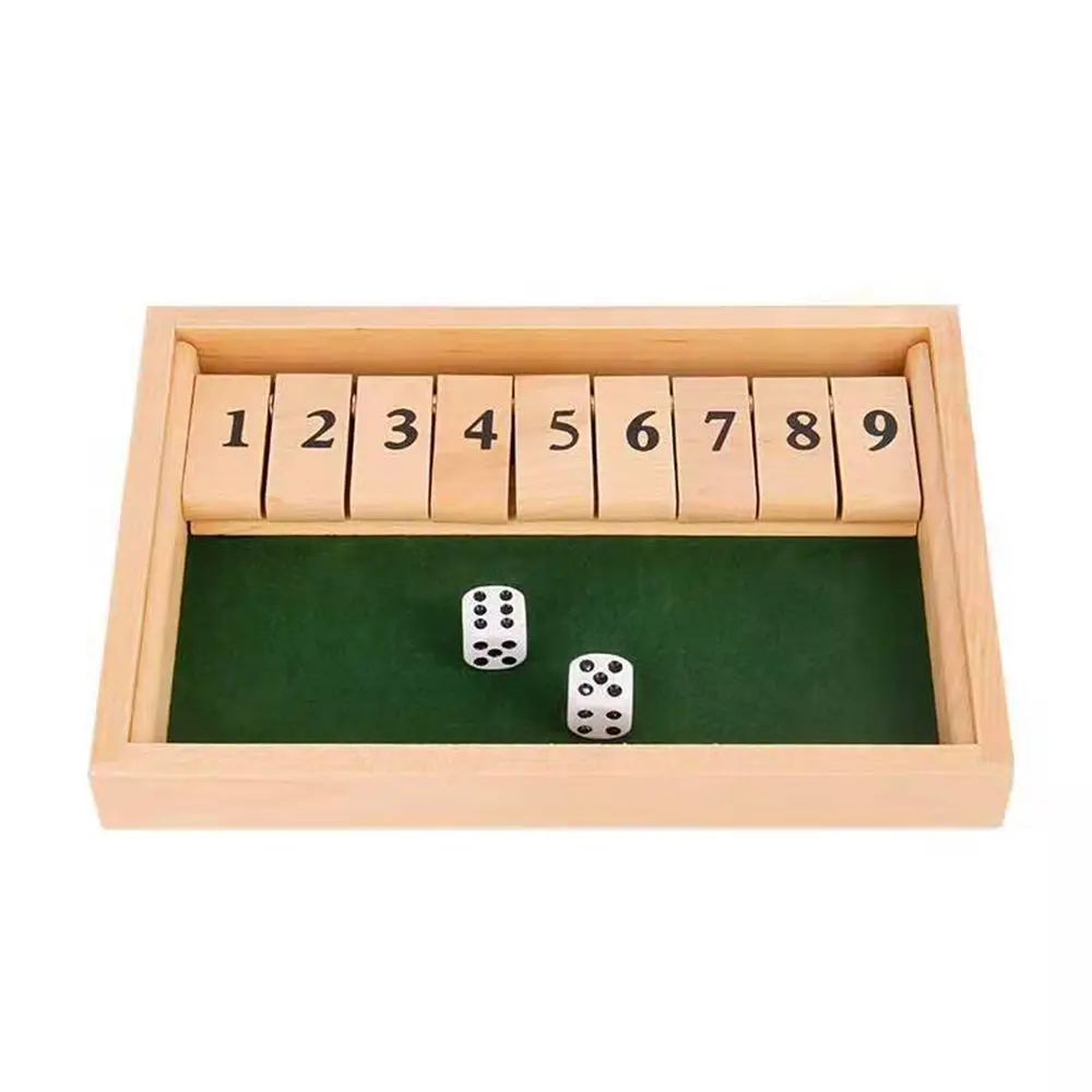 Shut The Box Dice Board Game Wooden Flaps & Dices Game 4 Players Pub Bar Party Supplies Family Entertainment For Kids & Adults