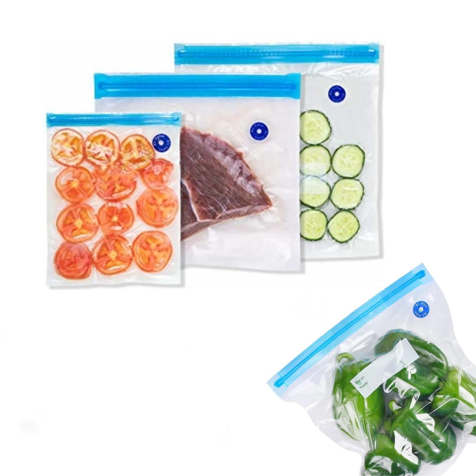 Sous Vide Bags, Reusable BPA Free Vacuum Sealer Bags Vacuum Food Storage Bags for Cooking/Food Storage/Microwave Heating