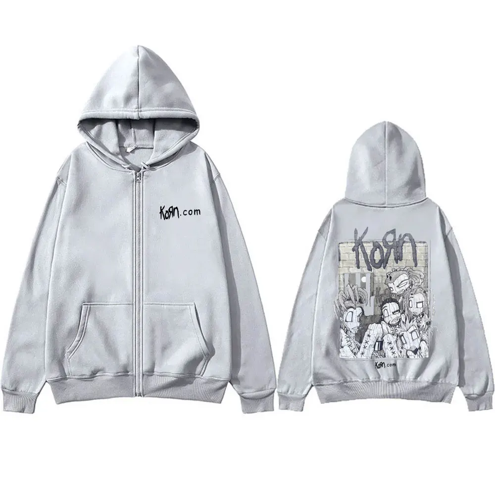 Sweat à capuche zippé Rock Band Korn Sick et Twisted Tour pour homme, veste zippée vintage des années 90, sweats à capuche zippés pour homme, dermatmétal