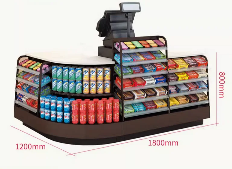 Supermarket cash register counter, minimalist mother and baby store cash register counter, corner small shelf