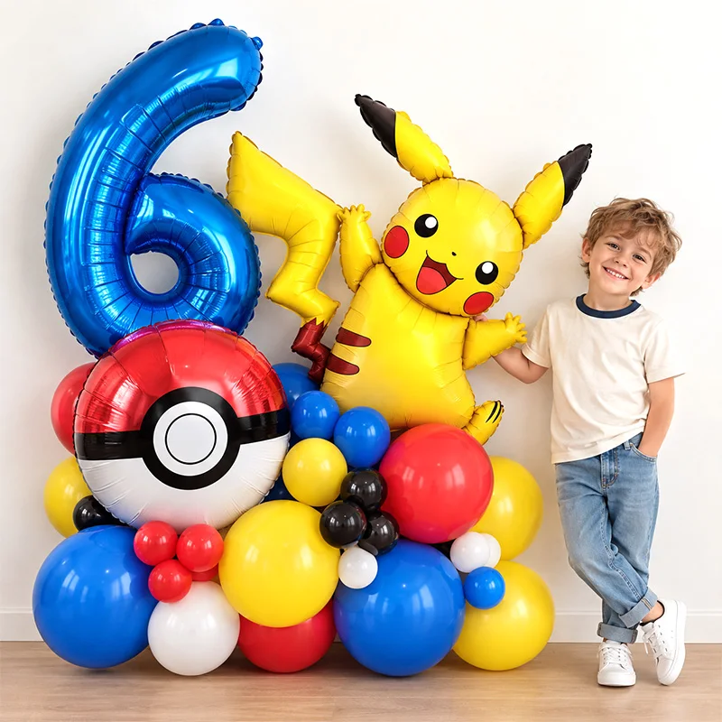 PIKACHU Cartoon Foil Balloon Set Lovely Character Balloon Decorations Kit for Children Birthday Party and Theme Party Supplies