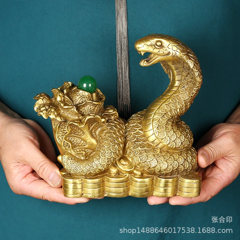 Copper Snake Ornament, Zodiac Money Snake, Copper Cabbage, Home Entryway Craft, Golden Snake Bringing Wealth