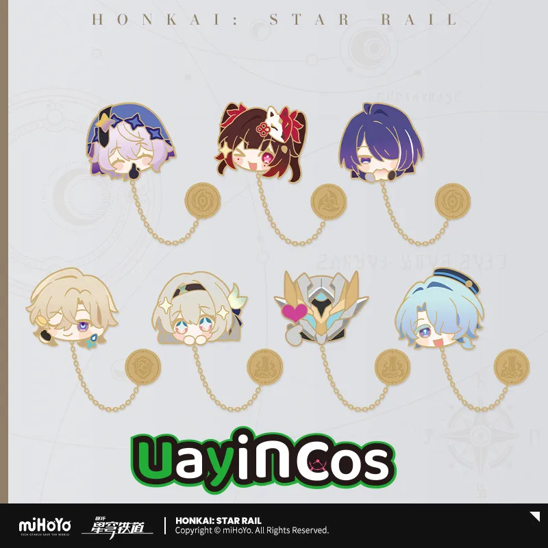 MiHoYo Honkai Star Rail Aventurina Firefly Pom-Pom serie de salas de exposiciones, insignia de Metal, broche, Pin, llavero, bolsa, juguete de Anime