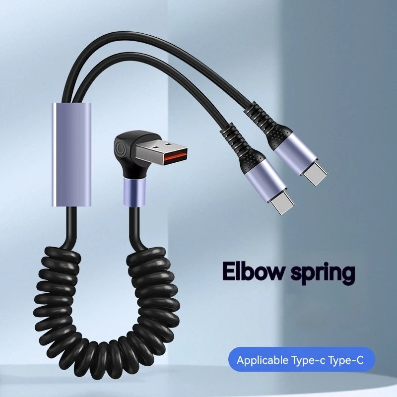 كابل بيانات زنبركي سريع الشحن ، نوع C و USB الصغير ، سلك سلك مطاطي لـ xiao ، huwa ، samng ، سيارة ، 2 في 1 ، 6A
