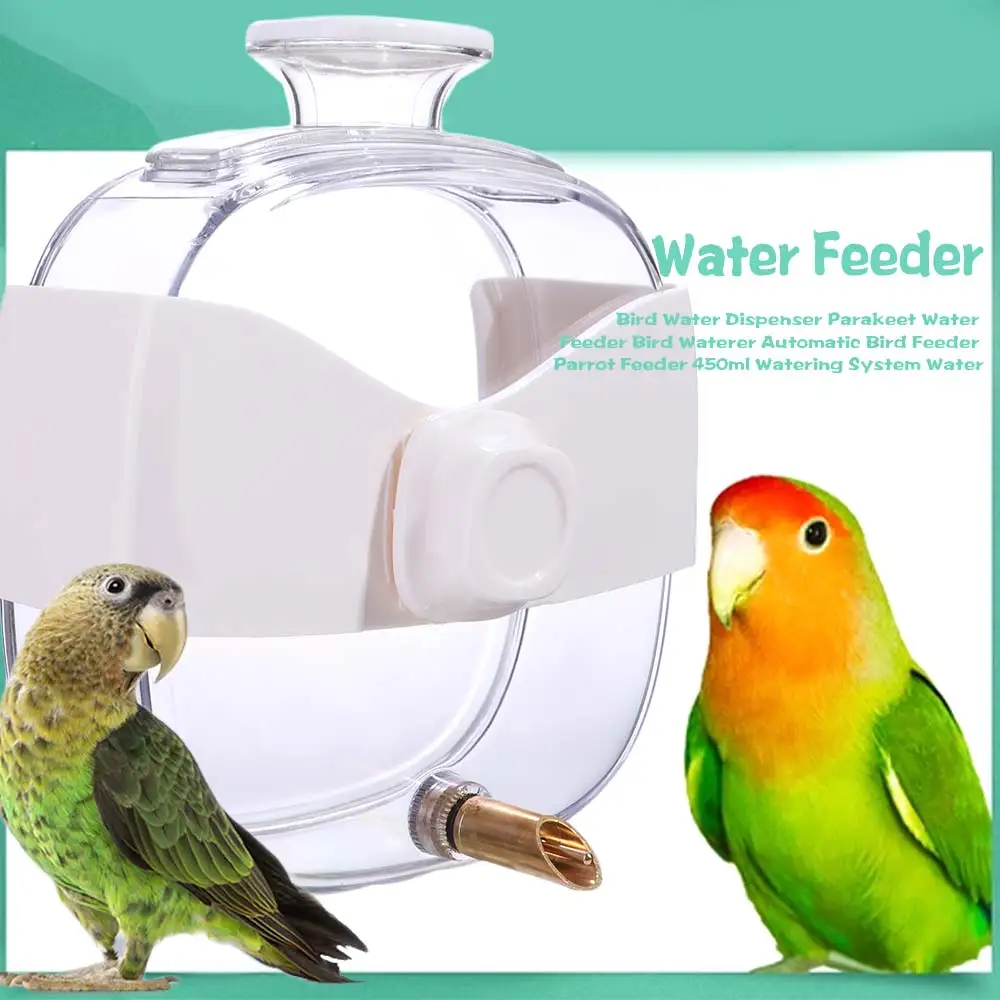 

Leak Proof Transparent Bird Cage Water Dispenser Hanging Leak Proof Parakeet Water Feeder 450ml Convenient Bird Waterer Myna