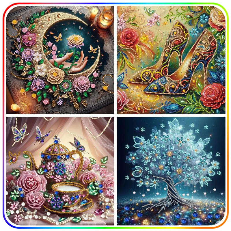 SDOYUNO-Partial Diamond Painting Special Shape Tree Flower High Heels Tea Cup Crystals Picture Craft Rhinestones Home Decoration