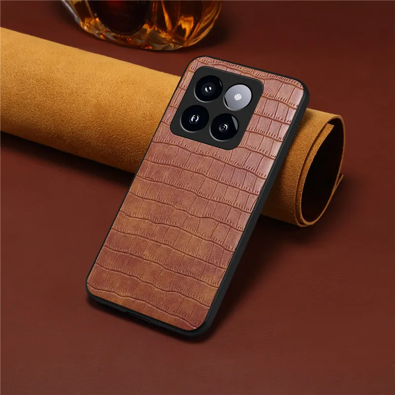 EUCAGR Luxury Crocodile Pattern Leather Phone Case For Xiaomi 14 Ultra 14Pro 13T Pro 13Ultra Shockproof Soft TPU Back Cover