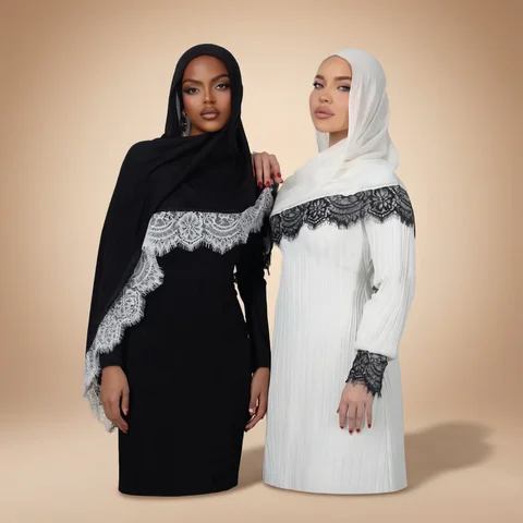 Ramadan Rayon Cotton Modal Hijab Scarf Lace L Edge Splicing Turban Breathable Shawl Cotton Plain Scarf Headscarf Women Hijabs