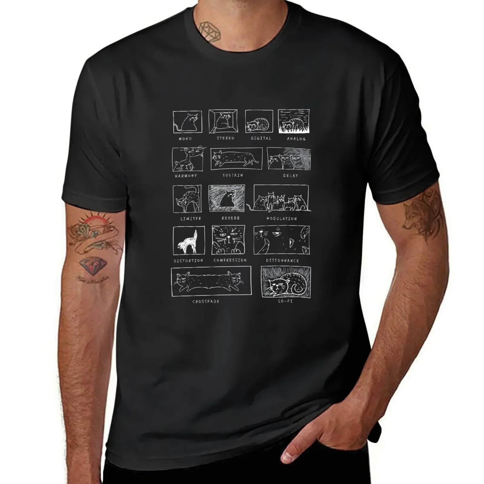 

Synthesizer Cats Analog Synth Musician Modular Techno DJ T-Shirt funny shirt cotton Short sleeve tee shirts men graphic