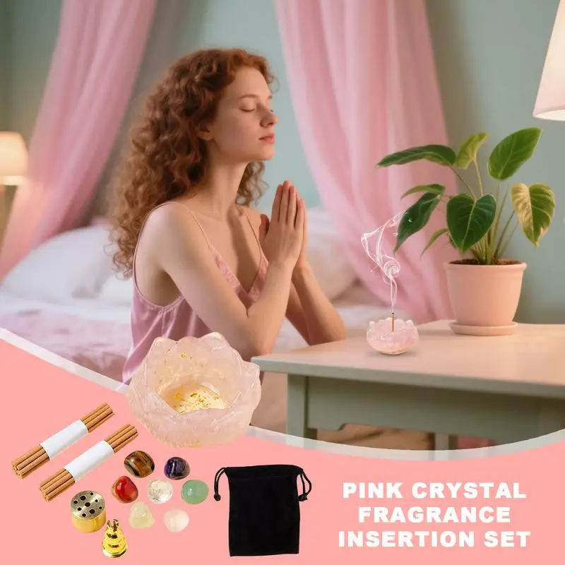 

Держатель для ароматических палочек, хрустальный камень, курильница в форме цветка, чаша для ловли пепла для дома, медитации, спальни, ароматерапии, жизни