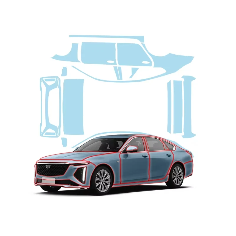 

Для Cadillac CT6 защитная пленка для краски из ТПУ, самовосстанавливающийся прозрачный бюстгальтер, предварительно вырезанный PPF кузов автомобиля, устойчивый к царапинам, матовый