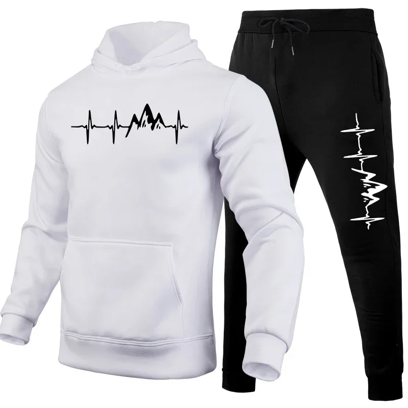 أزياء رائجة البيع الرجال رياضية في الهواء الطلق الرجال اليومية مريحة مقنعين رياضية و Sweatpants رجل بدلات رياضية الركض بسيطة #3