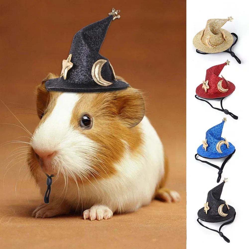 Mini Witch Hat for Small Animals Adjustable Pet Headgear Hamster Rat Hats Halloween Cosplay Clothing Guinea Pigs Assessories