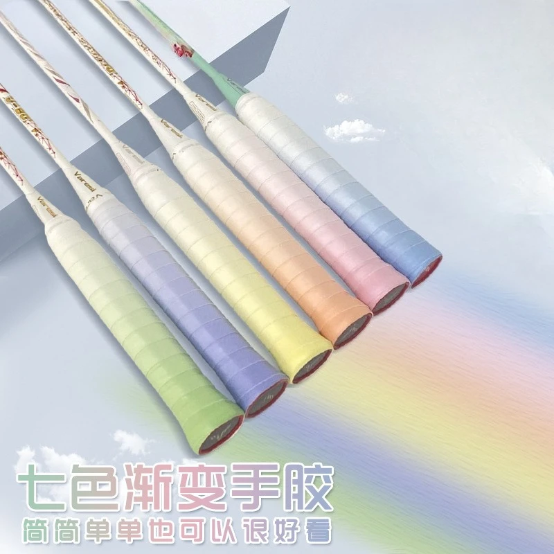 

Нескользящая градиентная лента для захвата ракетки для бадминтона, мягкая амортизирующая пленка для теннисной ракетки, прочная ручка с защитой от пота, оборудование