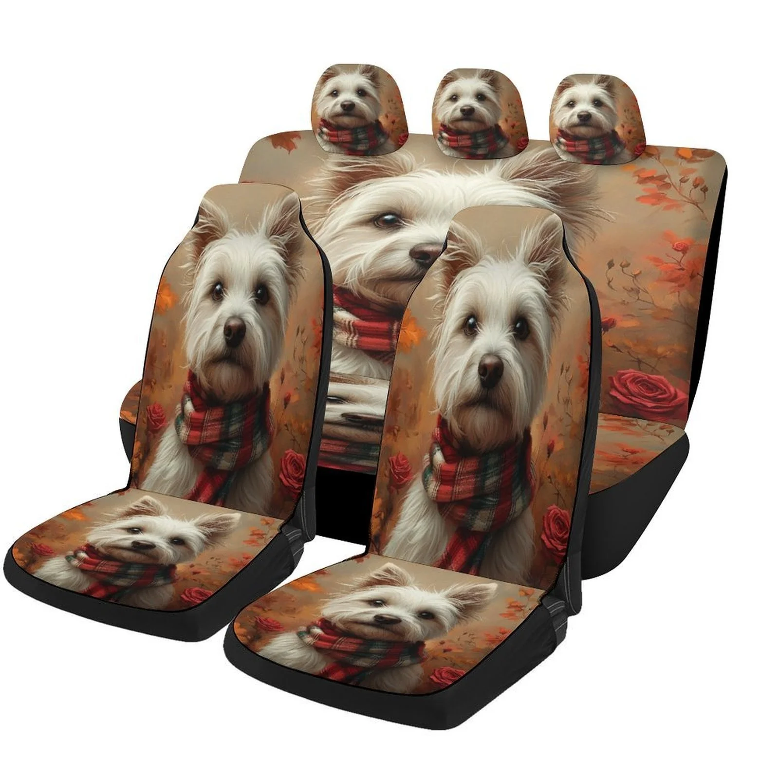 Juego de fundas para asientos de coche con temática de Westies en otoño, adecuadas para la mayoría de los vehículos. Juego completo de fundas de asiento elegantes y de alta calidad