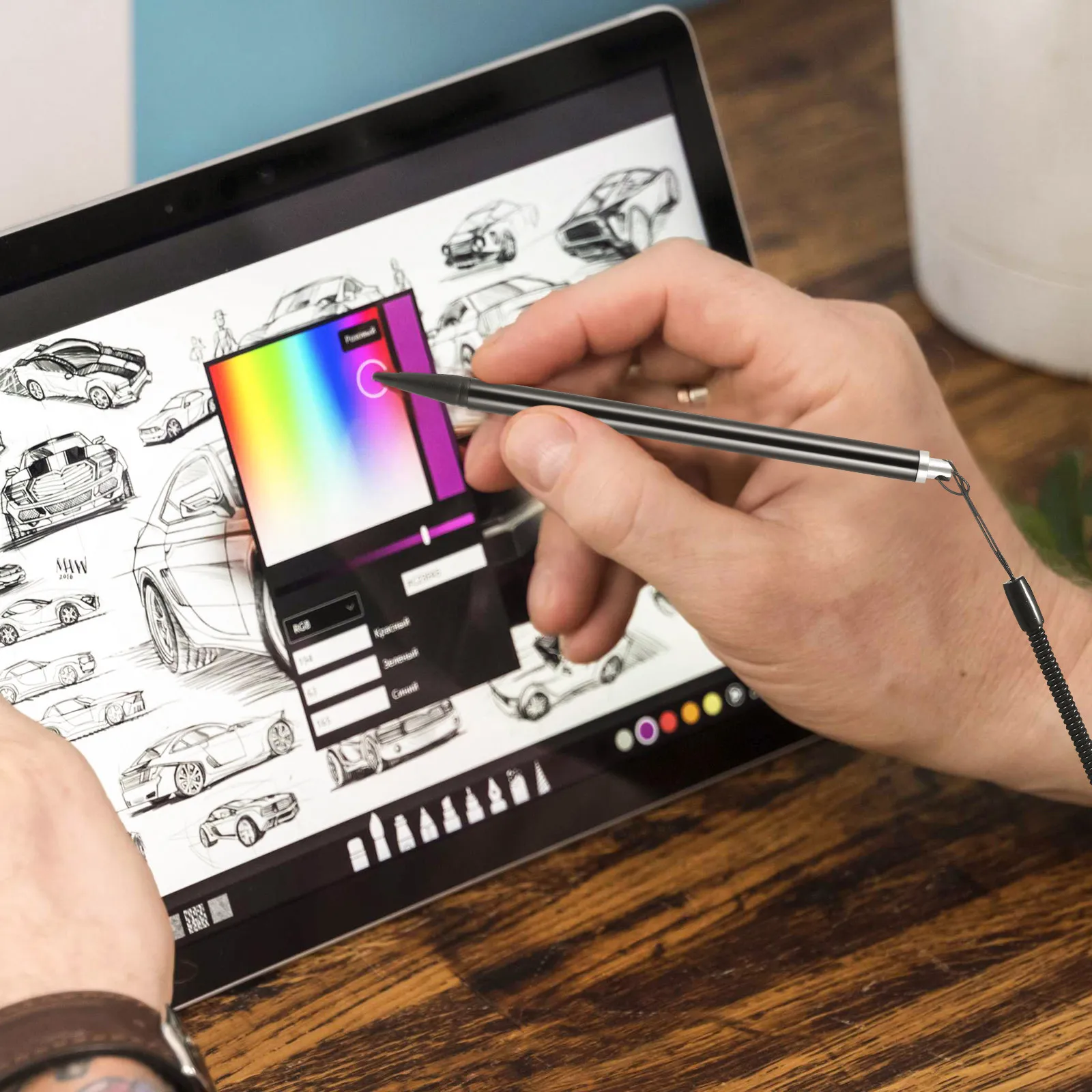 

Black Metal Resistive Stylus Pen Precision Touch Pen for Resistive Screens Tablets Phones Drawing Sketching with Lanyard Holder