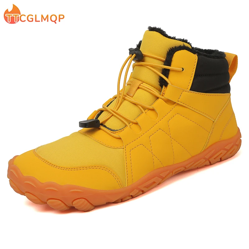 New Men Winter Boots Outdoor Barefoot Boots For Women Ankle Boots Plush Warm Snow Shoes Non-slip Sneakers Plus Size Couple Shoes