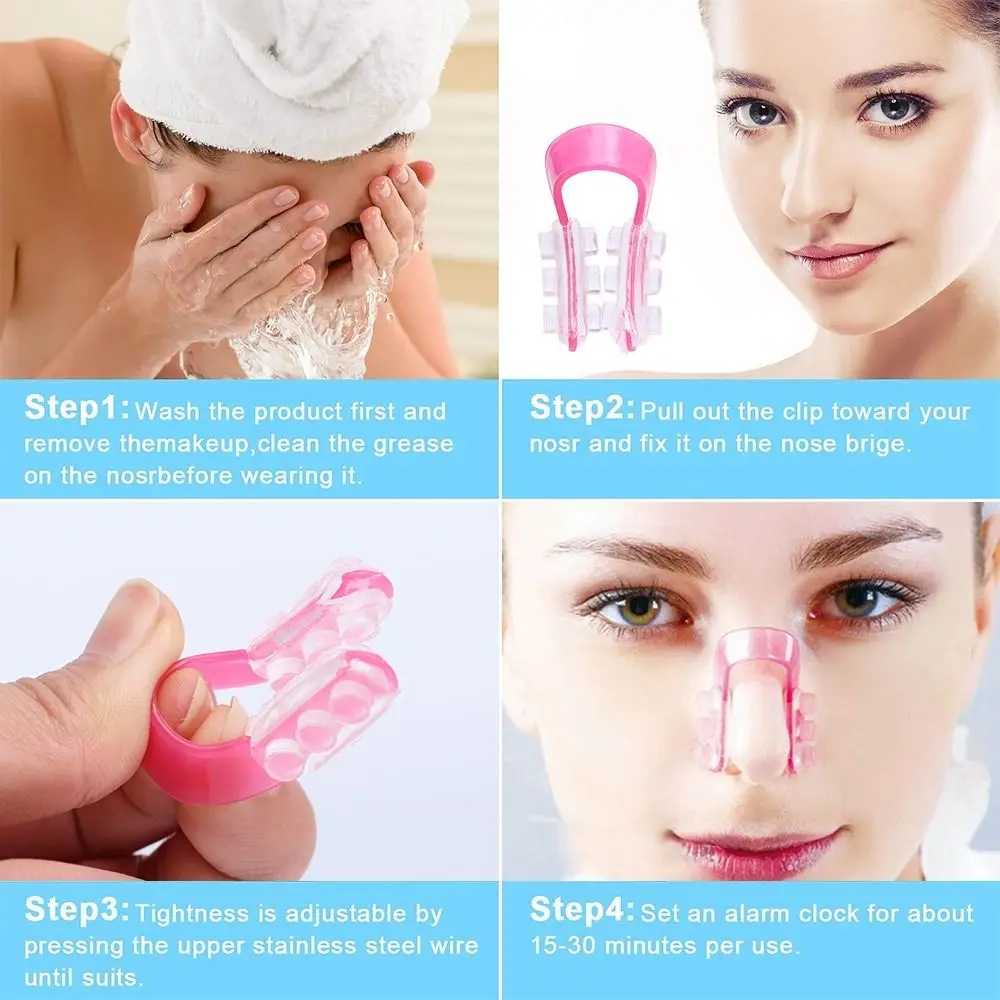 Pink Nose Clip Beautiful Nose Beauty Plastic Nose Pads U Type Nose Correction Device