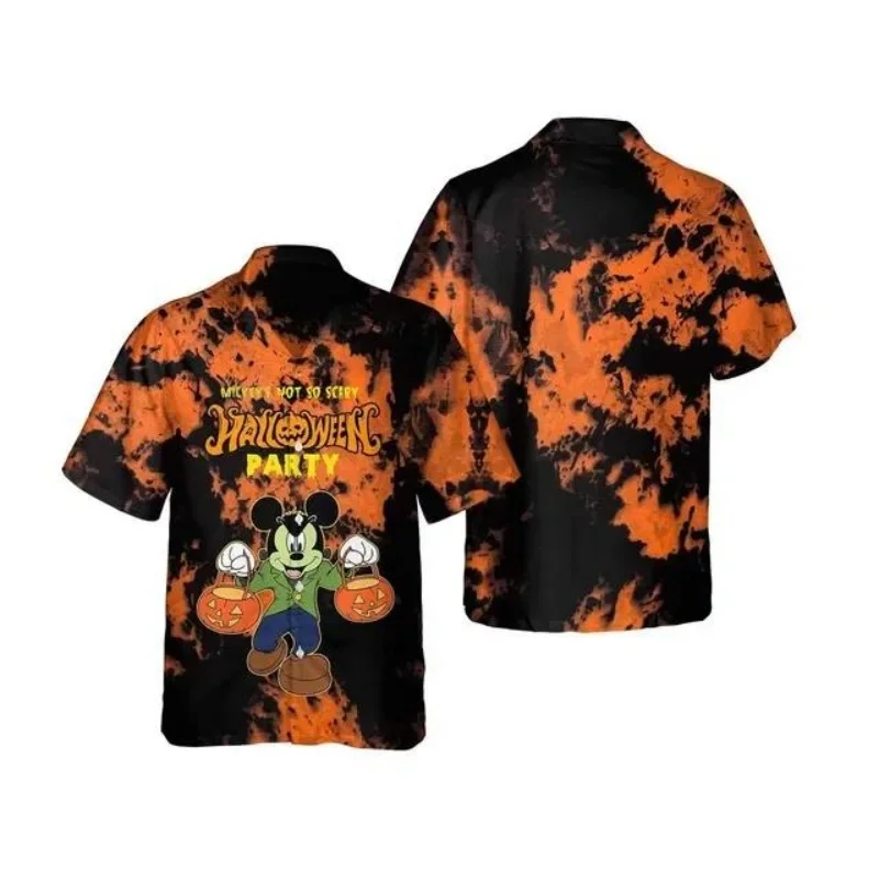 Mickey Mouse Halloween Hawaiian Shirt Men Women Short Sleeve Disneyland Casual Party Kids Beac