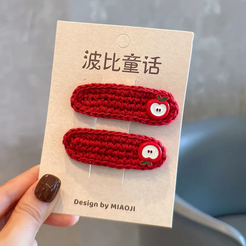 

Заколки для волос винного цвета с бантом, классические, в горошек, в клетку, с яблоками и морскими звездами, для девочек, для малышей, милые повседневные заколки-зажимы для волос для младенцев