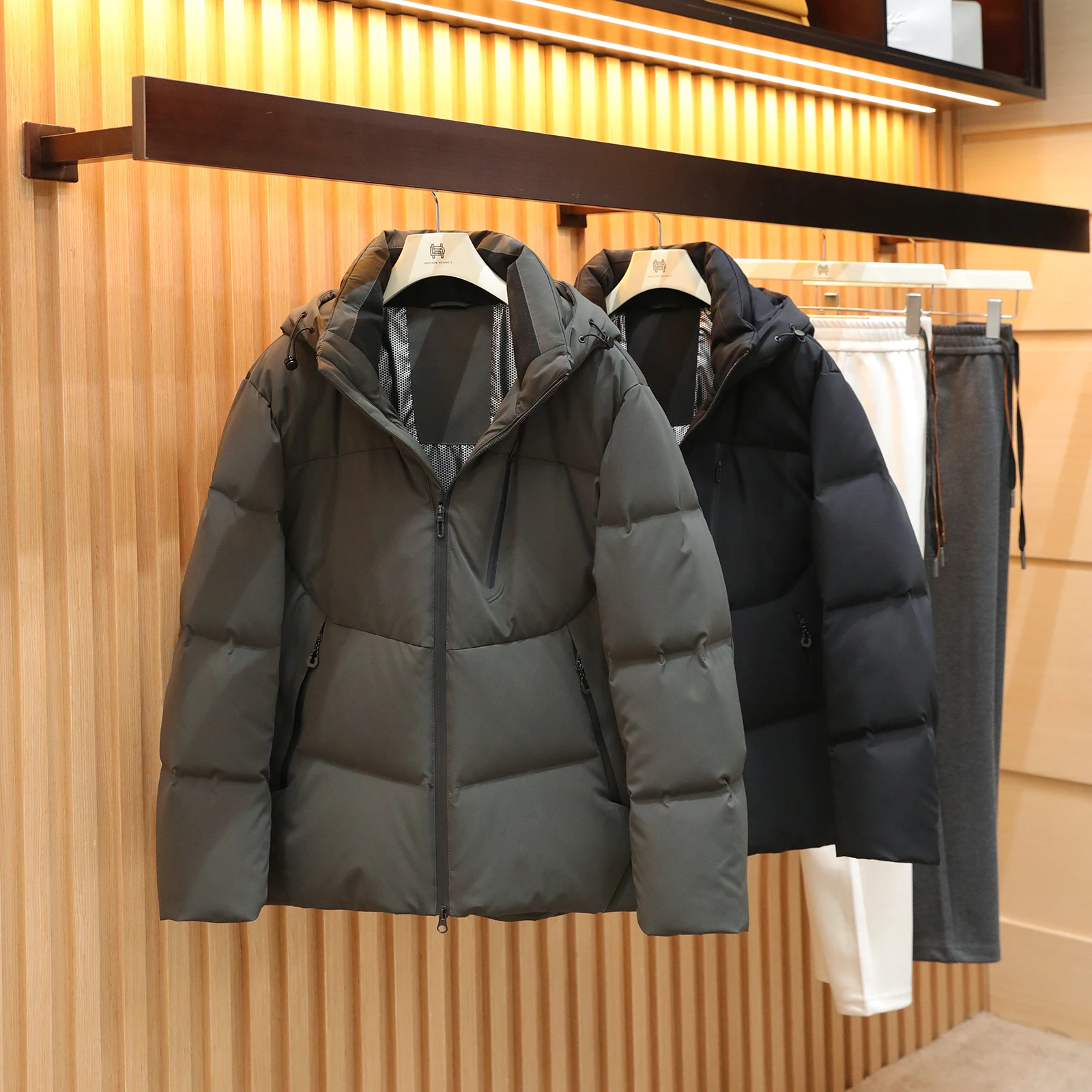 

Мужская уличная пуховая куртка с серебряными ионами для отражения тепла, модная городская модель, длинный рукав, на молнии, стандартный крой