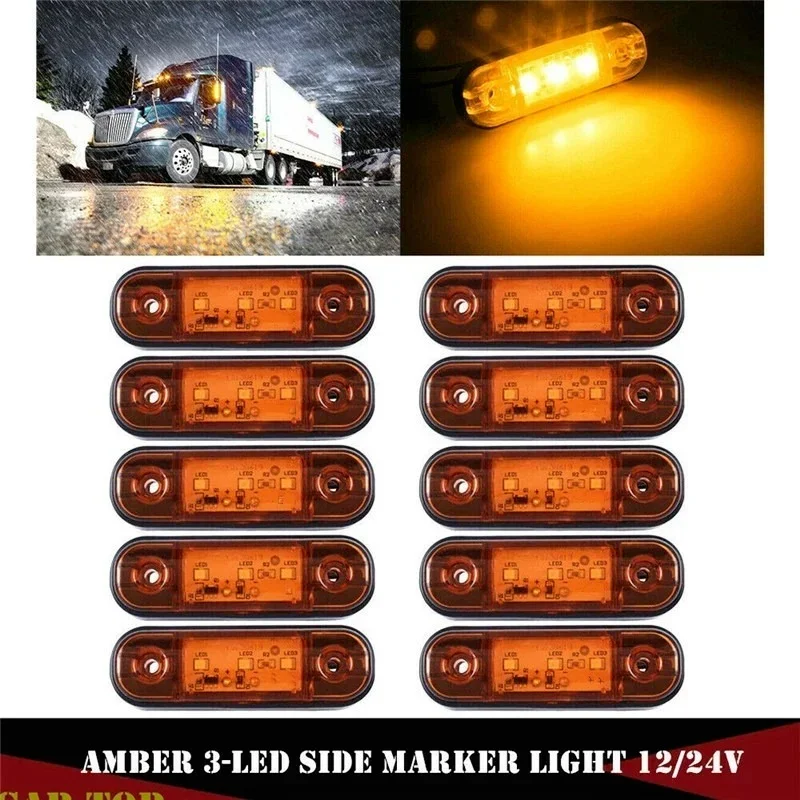 24v 12v Amber LED Side Marker Lights For Trucks Side Clearance Marker Light Clearance Lamp 12V Red White for Trailer