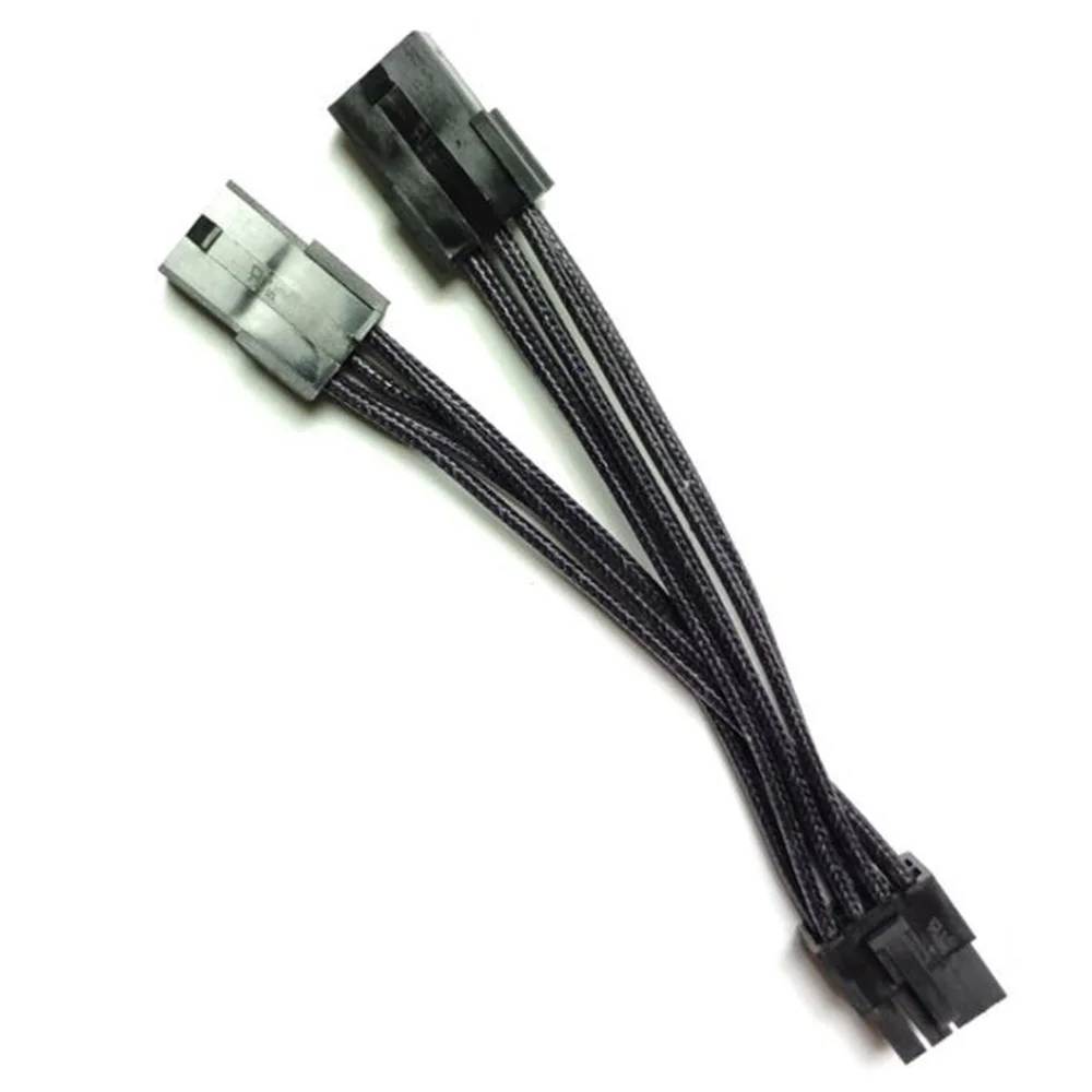 2Pcs Dual 6 Pin Female to 8 Pin Male PCI Express VGA Video Card Power Cable Adapter - Brand New