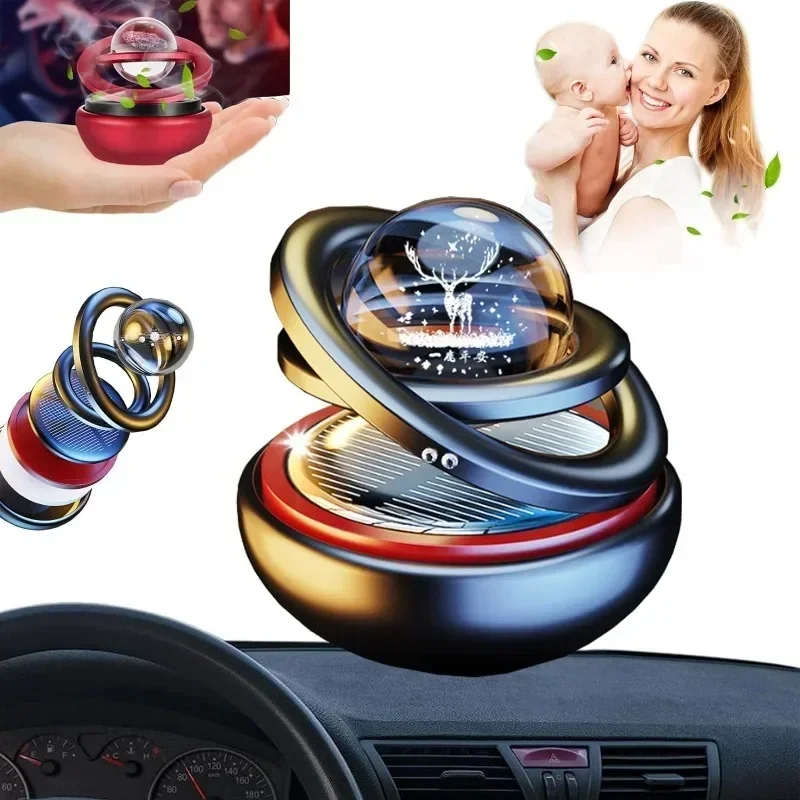 NEW Car Perfume Decoration Car Aromatherapy Solar Rotary Car Premium Sensory Perfume Aluminum Alloy Interplanetary Suspension