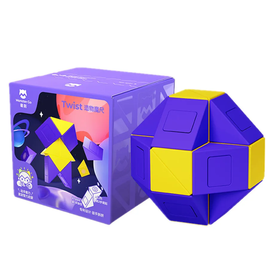 Gan monster go torção cobra mágica lógica quebra-cabeça antiestresse monstergo bonito criação régua brinquedos 24 blocos de construção montagem gans