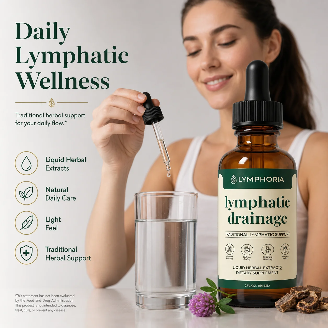 Herbal Supplement Drops In A 59ml Amber Bottle With A Built In Dropper Combining Liquid Extracts And A Screw Cap Bottle Design