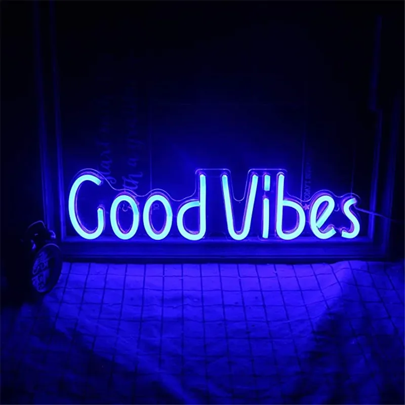 Good Vibes Neon Signs Neon Lights for Decor Light Lamp Bedroom Beer Bar Pub Hotel Party Game Room Wall Art Christmas Decoration