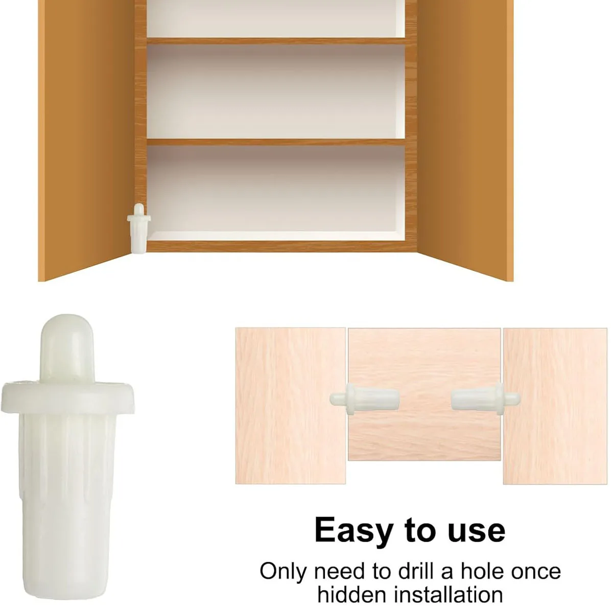 100pcs White Plastic Shutters Louver Repair Pin Maintenance Bolt Spring Loaded Replacement Pins For Shutter Door Shutter Window