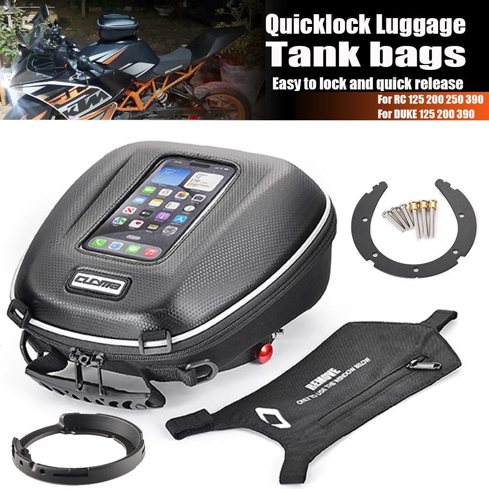 Motorcycle Tank Bags For RC390 RC250 RC200 RC125 DUKE 390 200 125 Waterproof Luggage Quick Lock Ring Parts Tool Bag Backpack