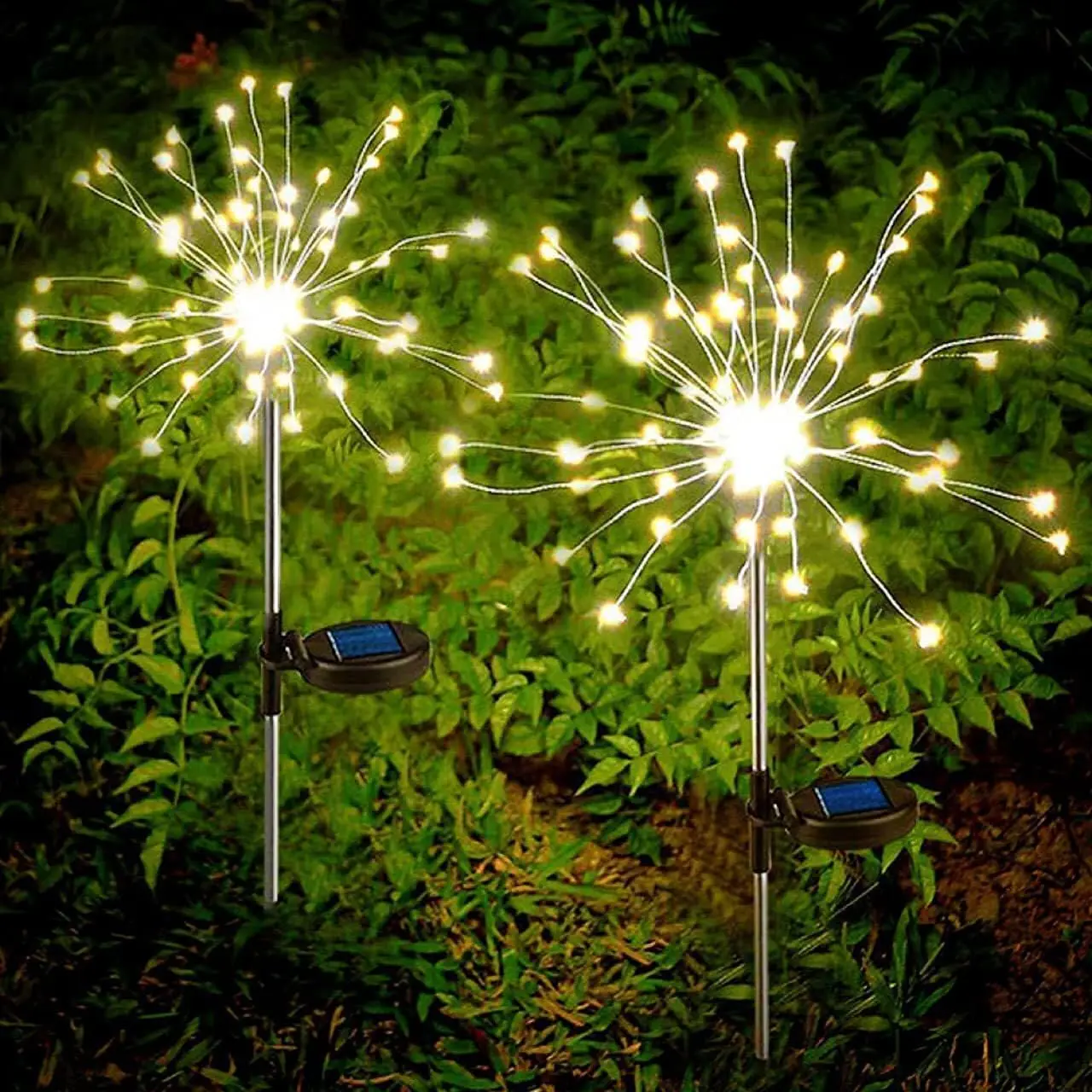 8 Modos de iluminação Solar Garden Lights,Firework Lights 2 Pack Waterproof Decorative Pathway Lights,200 Led Firefly Solar Lights